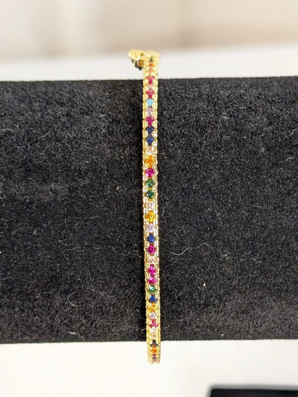 Multicolored Rainbow Rhinestone Bangle Bracelet